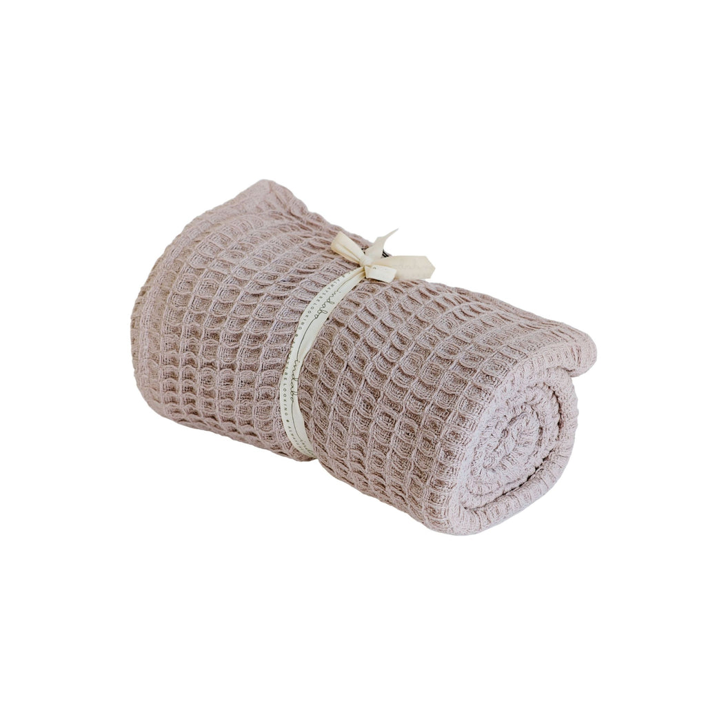 Waffle Woven Throw Pink