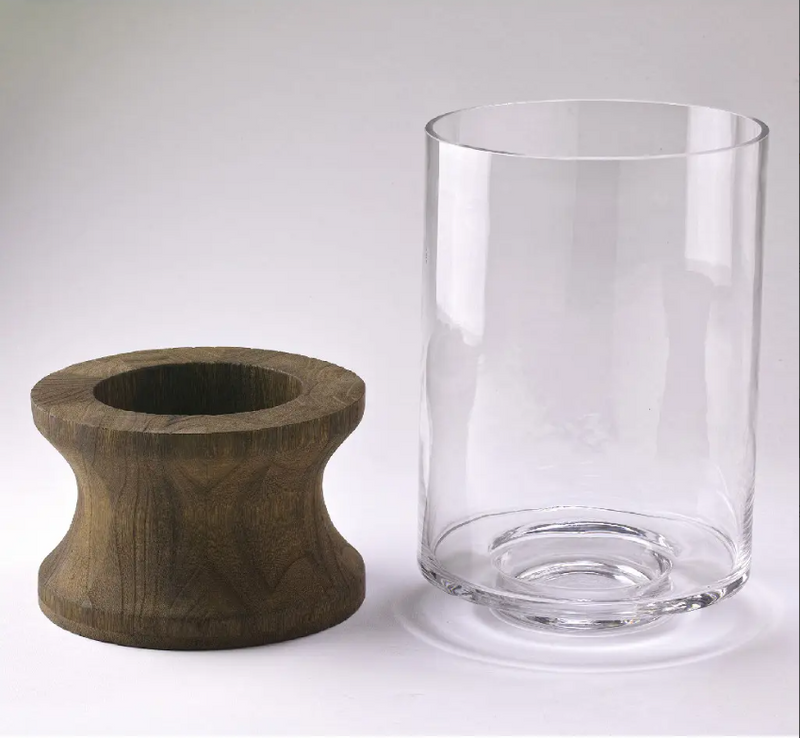 Flower Vase with Wood Base