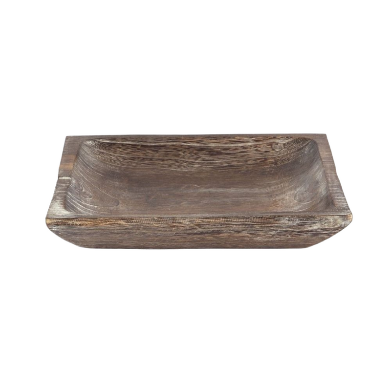 Square Brown Wood Tray