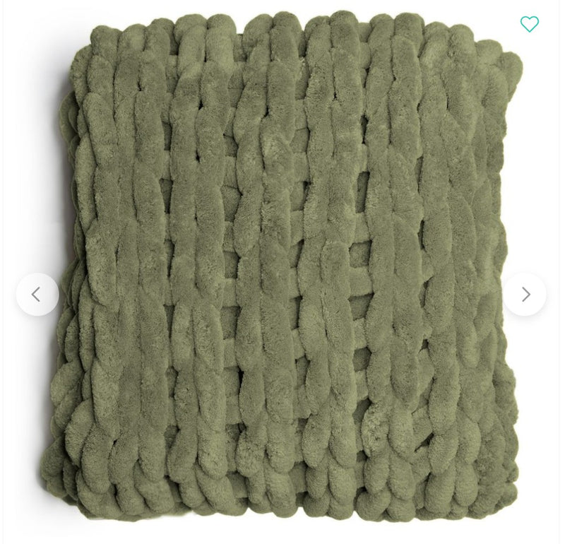 Green Chenille Knitted Blanket