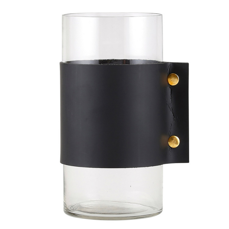 Hurricane Vase with Black Leather Cuff