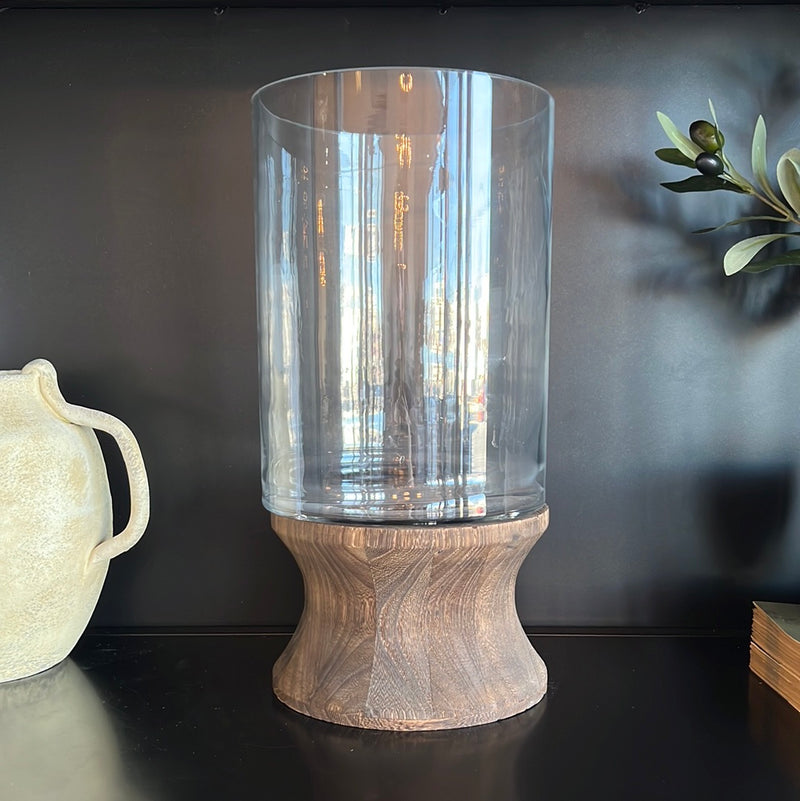 Flower Vase with Wood Base
