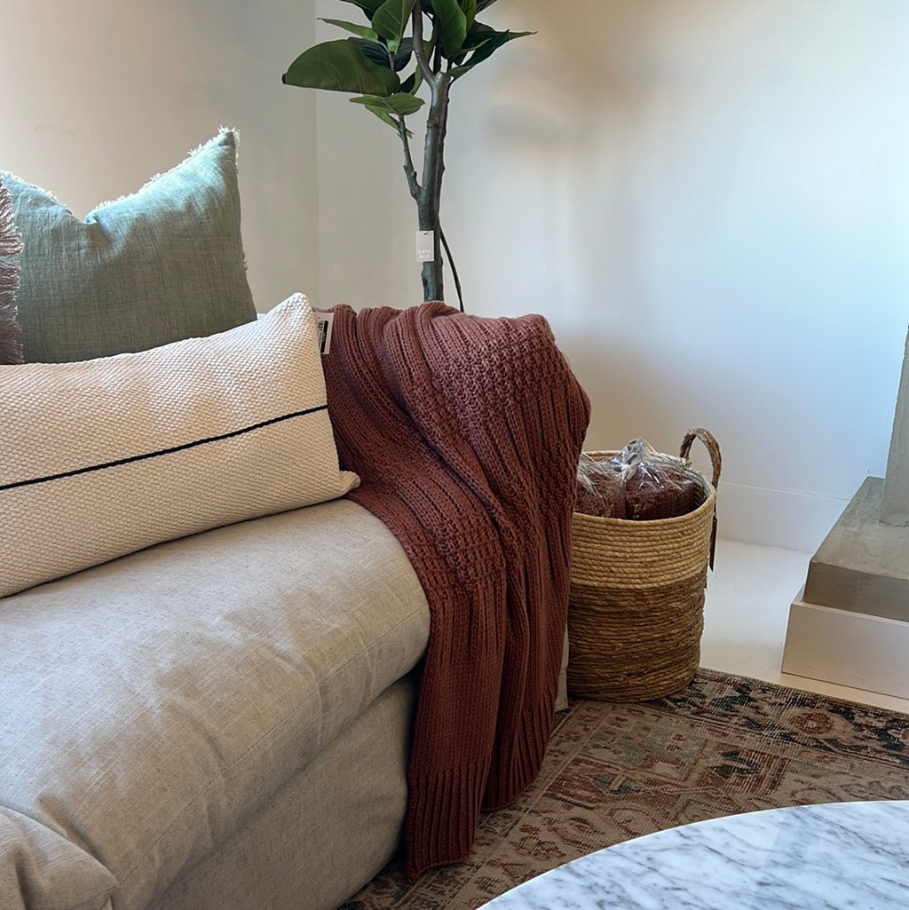 Baba Knitted Terracotta Throw